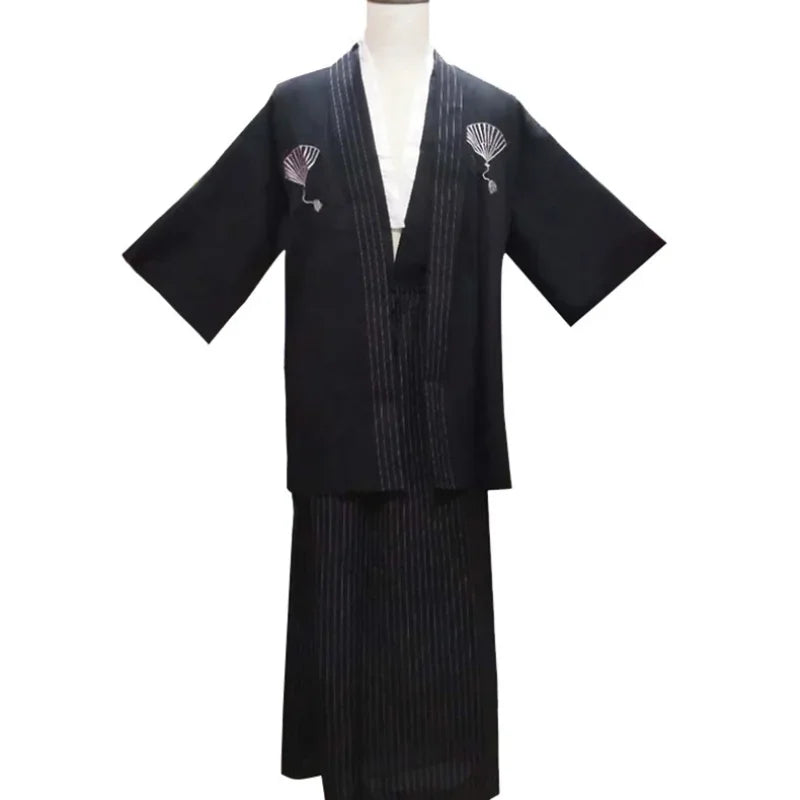 Japones Kimono Man Japanese Yukata Traditional Dress Vintage Male Yukata Stage Dance Costumes Samurai Clothing Asian Clothes