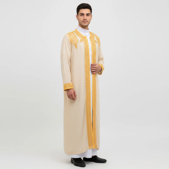 Eid Ramadan Islamic Clothing Men Kaftan Moroccan Kebaya Open Muslim Kimono Turkey Abaya East National Costume For Prayer Clothes