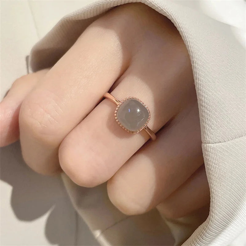 Women’s Vintage Jade & Crystal Geometric Ring – Fashion Jewelry