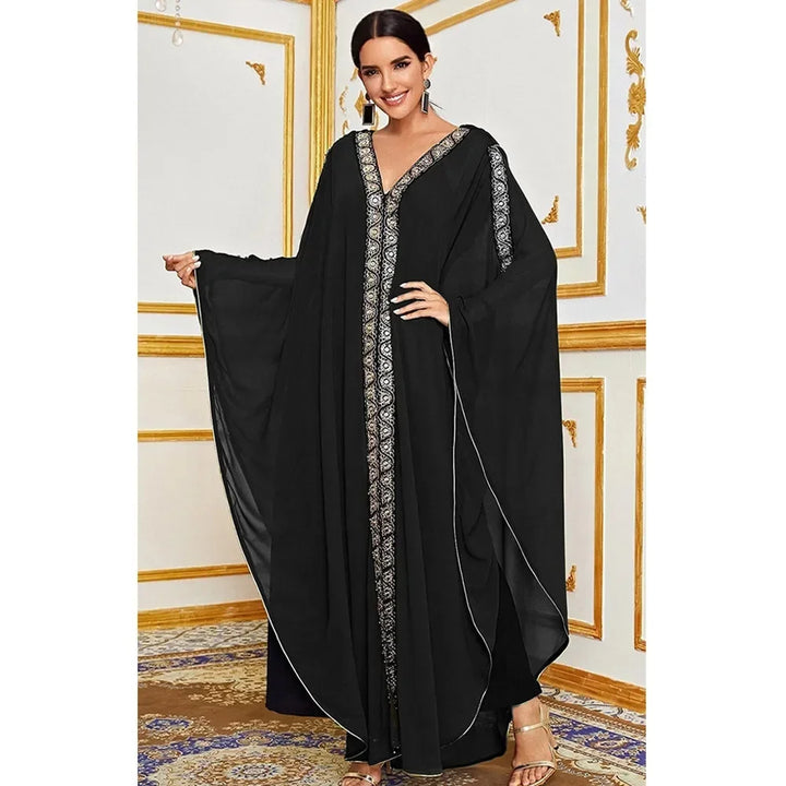 Abaya Morocco Kaftan Dubai Hooded Maxi Dress Bat Sleeve Farasha Kaftan Muslim Women African Open Kimono Boubou Evening Dresses