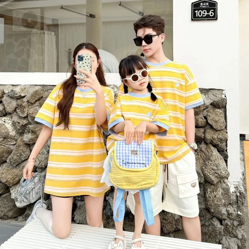 Summer Family T Shirts Parent-child Clothes Mother Father and Daughter Son Boy Girl Matching Tee Shirt Tops Baby Cotton Bodysuit