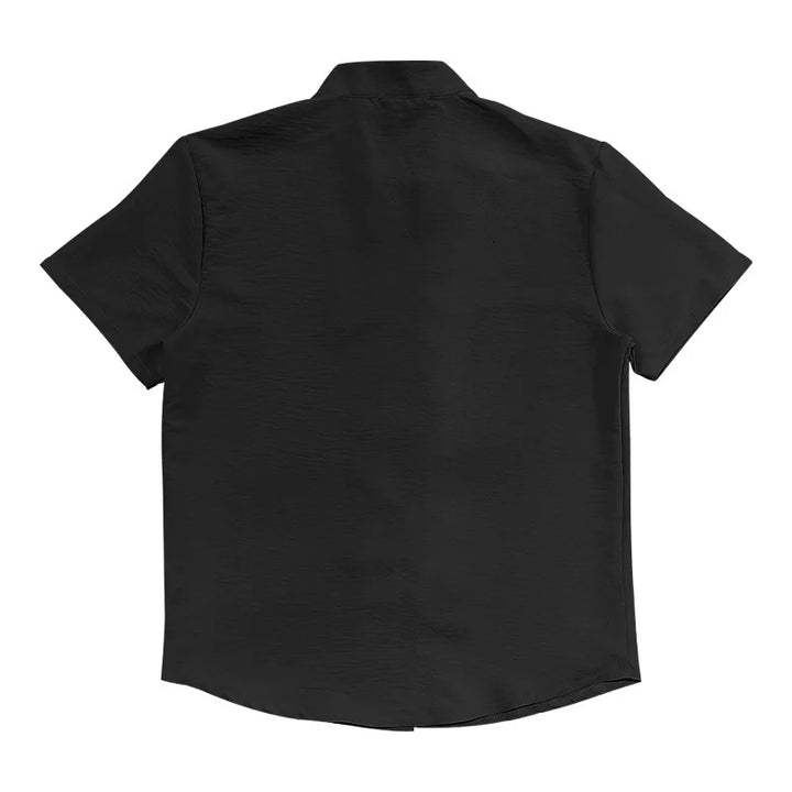 Summer New Short Sleeve Shirts for Men Fashion Solid Casual Linen Tops Breathable Stand Collar Loose Beach Blouses Men Clothing
