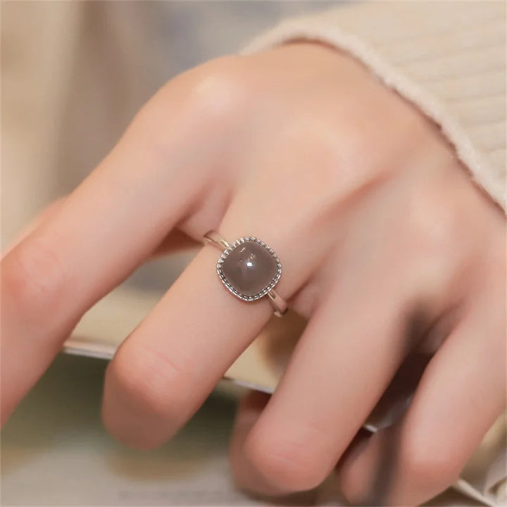 Women’s Vintage Jade & Crystal Geometric Ring – Fashion Jewelry