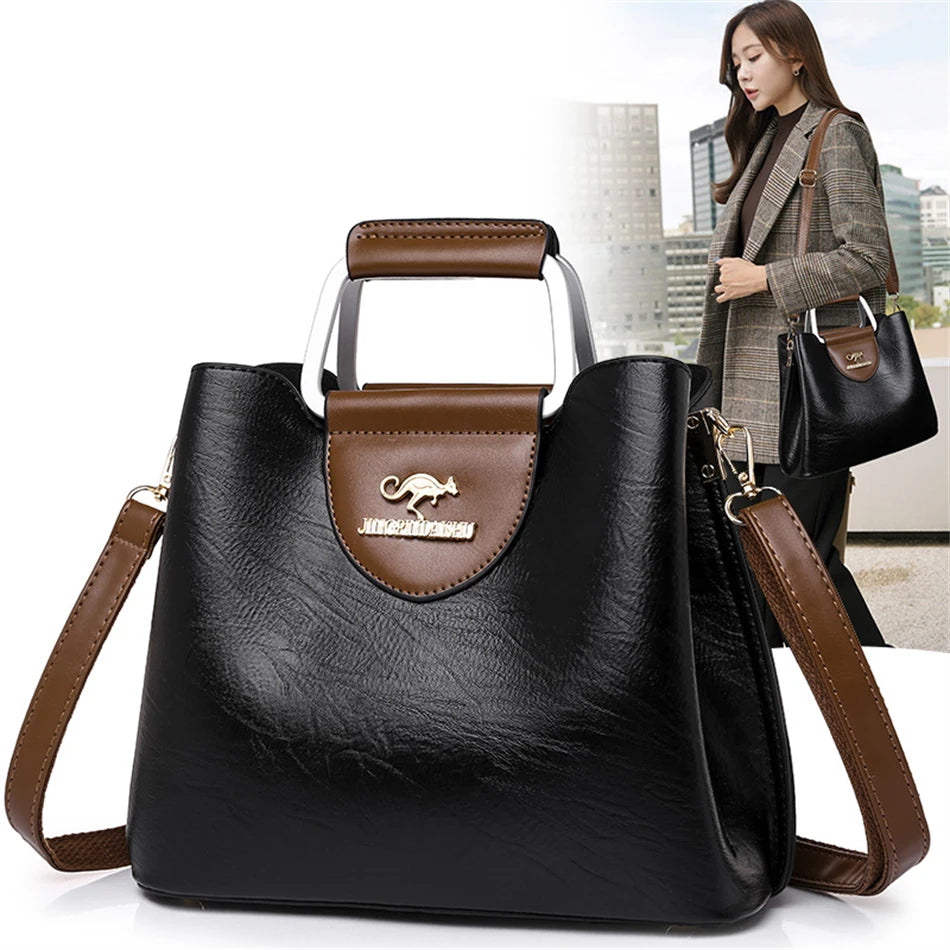 Luxury Women’s Oil Leather Handbag – 2024 Designer Shoulder & Crossbody Tote