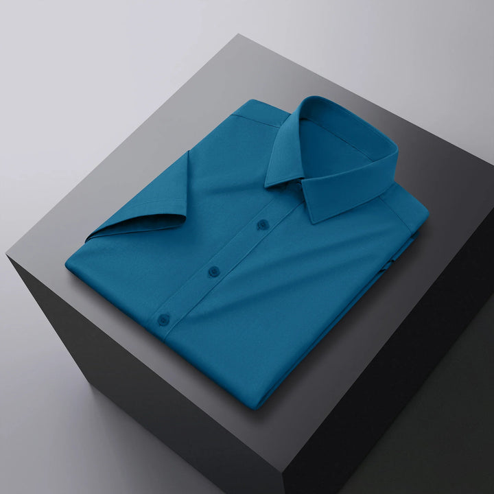Men's Business Casual Solid Color Short Sleeve Shirt Summer Fashion No Ironing Comfortable Versatile Top for Men