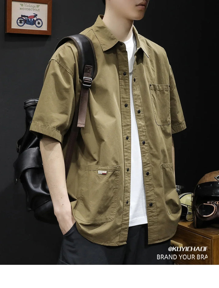 T-shirt Short-sleeved Shirt Men's Trendy Brand Trendy Shirt Summer Casual Work Clothes Loose Summer Trendy
