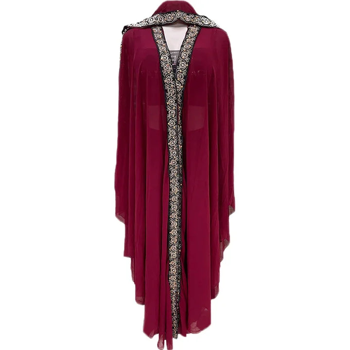 Abaya Morocco Kaftan Dubai Hooded Maxi Dress Bat Sleeve Farasha Kaftan Muslim Women African Open Kimono Boubou Evening Dresses