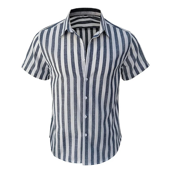 Alternating Striped men's Shirts Summer Minimalist Shirts Beach Casual Style Short Sleeved Shirt Men's Hawaii Vacation Shirt