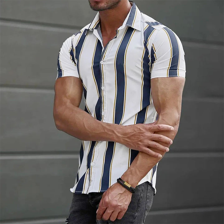 Men's Shirts Striped Shirts 3D Hawaiian Button Short Sleeve Plaid Red Top Beach Wear Black and White Shirt Men's Clothing