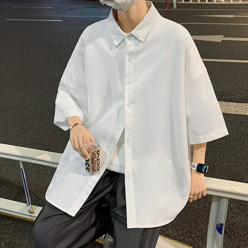 Men's Oversized Shirts White Mens Fashion Blouse 5xl Oversize Half Sleeves Dress Shirt for Men New Clothing Casual