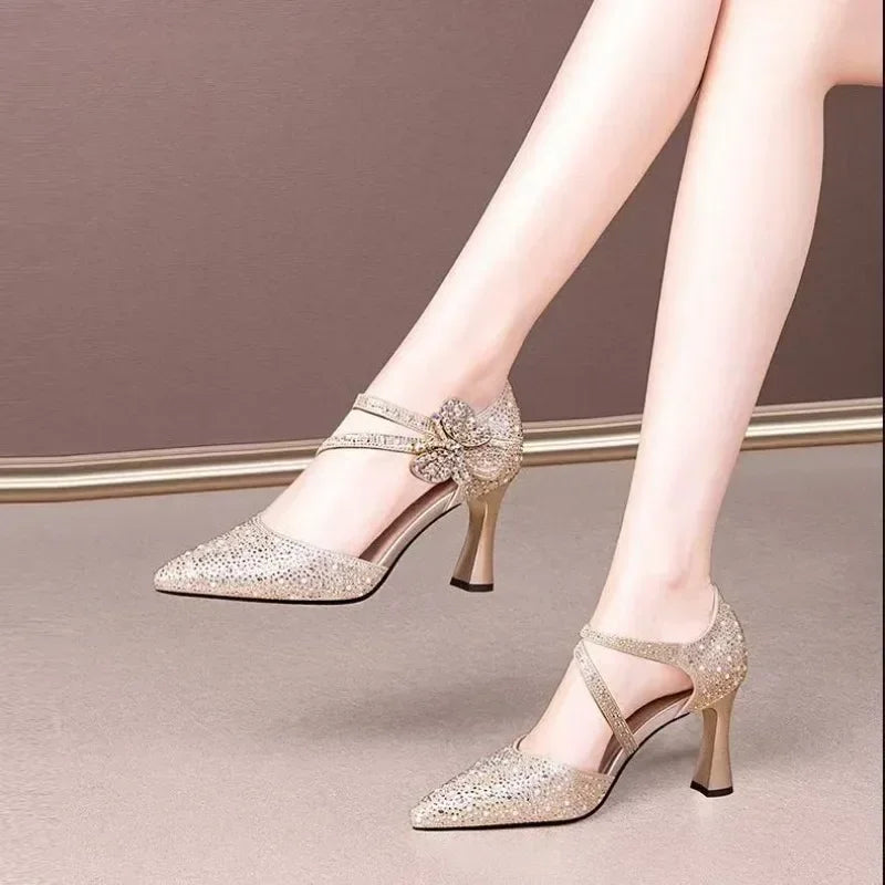 2025 Women’s Luxury Sandals – Korean Style, Pointed Toe High Heels