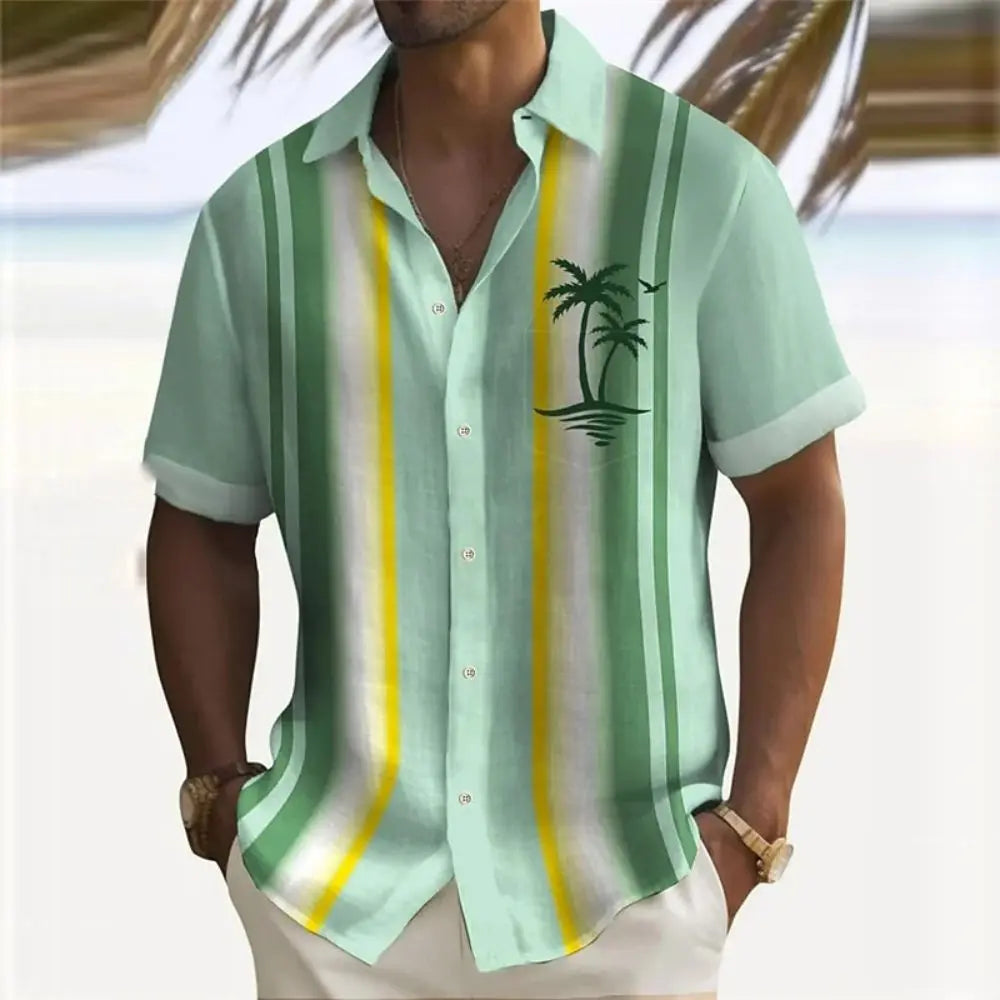Hawaiian Shirts For Men Short Sleeve Tops New Coconut Treeo Graphic 3d Shirt Fashion Streetwear 5XL Summer Clothing Men's Blouse
