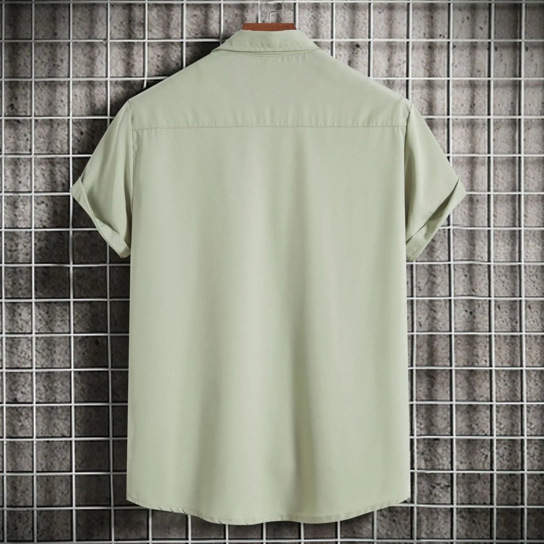 New Short Sleeve Shirts for Men Fashion Solid Casual Lapel Cardigan Tops Men Comfort Single-breasted Blouse Summer Beach Shirts