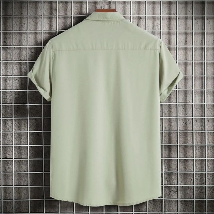New Short Sleeve Shirts for Men Fashion Solid Casual Lapel Cardigan Tops Men Comfort Single-breasted Blouse Summer Beach Shirts