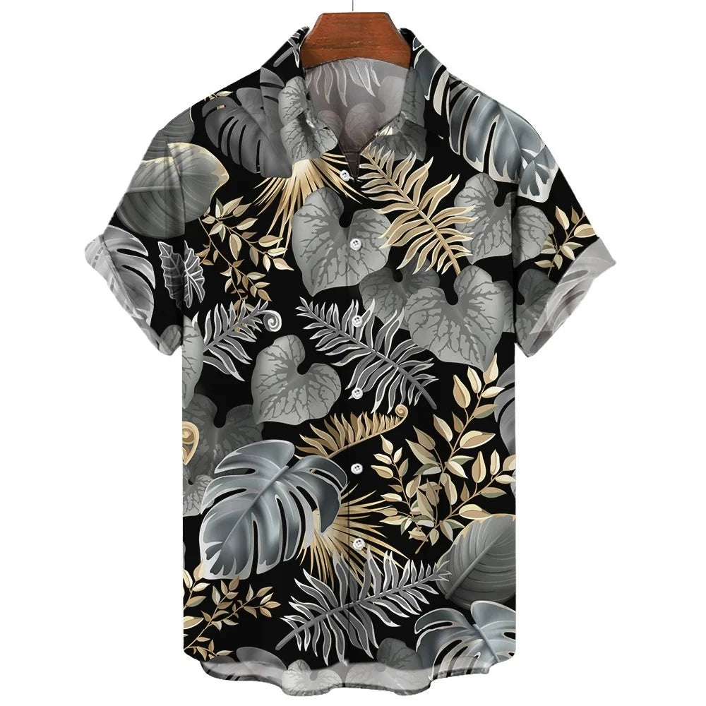 Hawaiian Shirts For Male Flower Pattern Men's Casual Short Sleeved Top Summer Oversized Streetwear Original Men Clothing