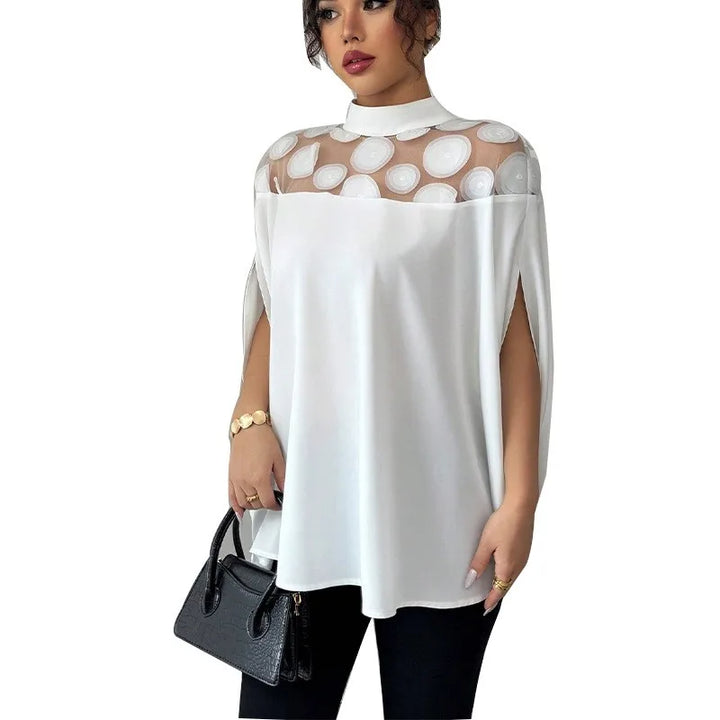 Women’s Mesh Off-Shoulder Top – Summer Bat Sleeve Shirt