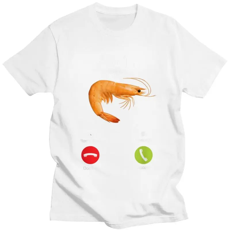 Shrim Is Calling T-Shirt Women's Short Sleeve Funny Shrimp Meme T-Shirt Street Style T-Shirt Top Women Clothing Graphic T Shirts