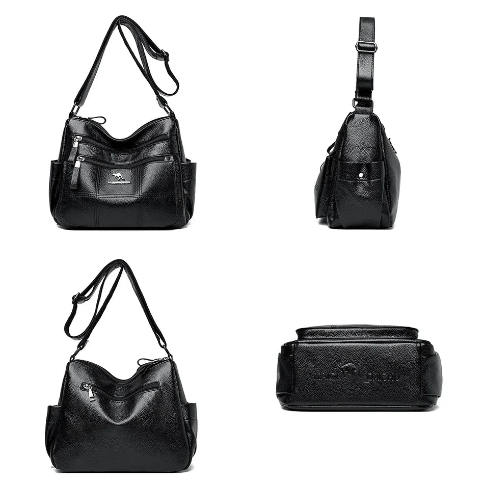 Luxury Women’s Leather Handbag – Multi-Pocket Crossbody & Shoulder Bag 2024