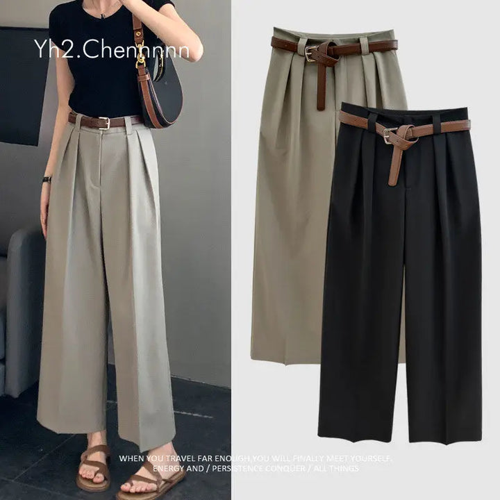 Spring Autumn Korean Arajuku Solid Pants Women Loose Casual All Match High Waist Straight Lady Trousers Fashion Female Clothes