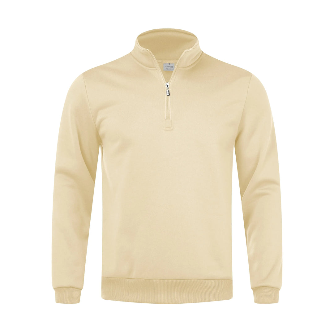 Men Sweatshirts Fall Spring Thicker Half Zip Pullover Hoody Solid Color Turtleneck for Male Outdoor