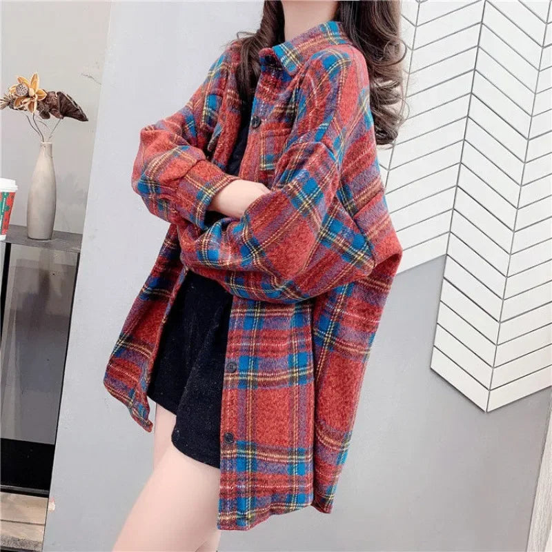Women’s Vintage Check Jacket – Luxury Spring & Autumn Casual Coat 2025