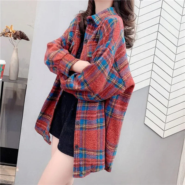 Women’s Vintage Check Jacket – Luxury Spring & Autumn Casual Coat 2025