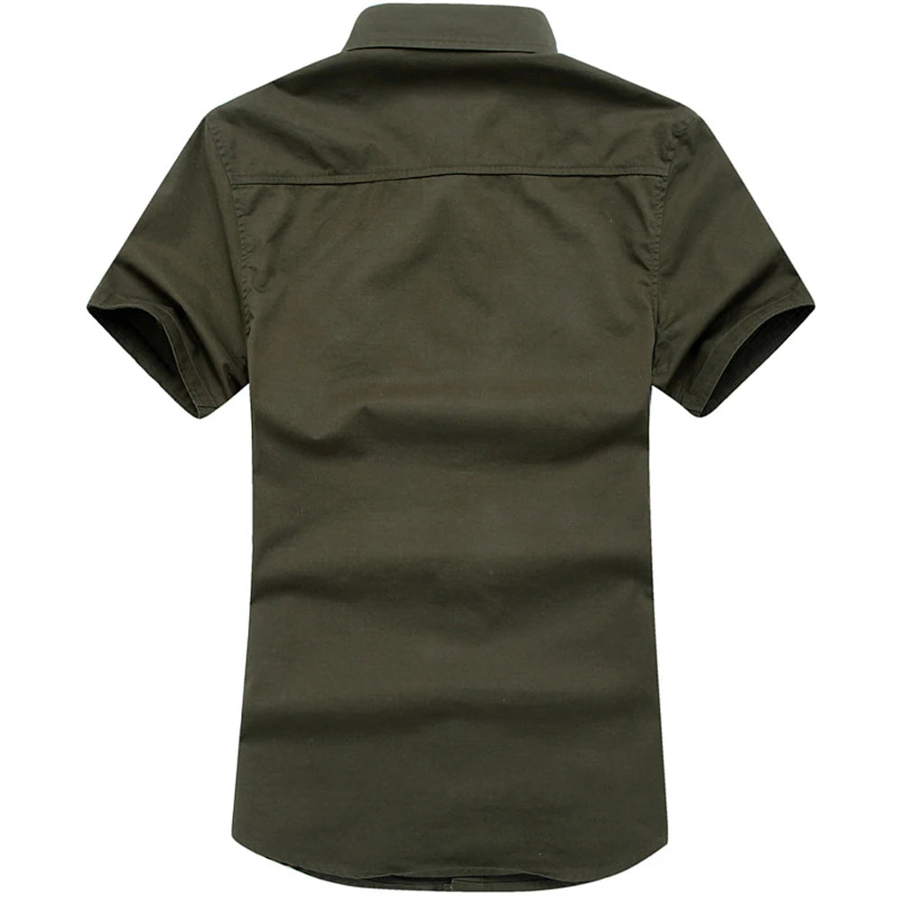 Spring Summer Men's Tactical Shirts Outdoor Men Cotton Shorts Sleeve Military Shirts Fashion Men Button Hiking Work Shirts