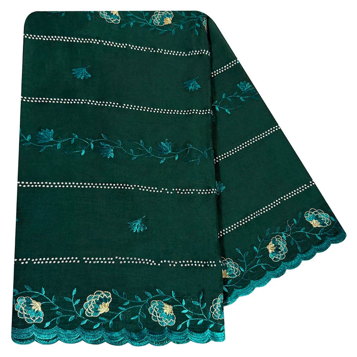 2026 KASHKHA Style 100% Cotton Fabric Embroidered Scarf African Muslim Headscarf Dubai New Floral Style For Prayer