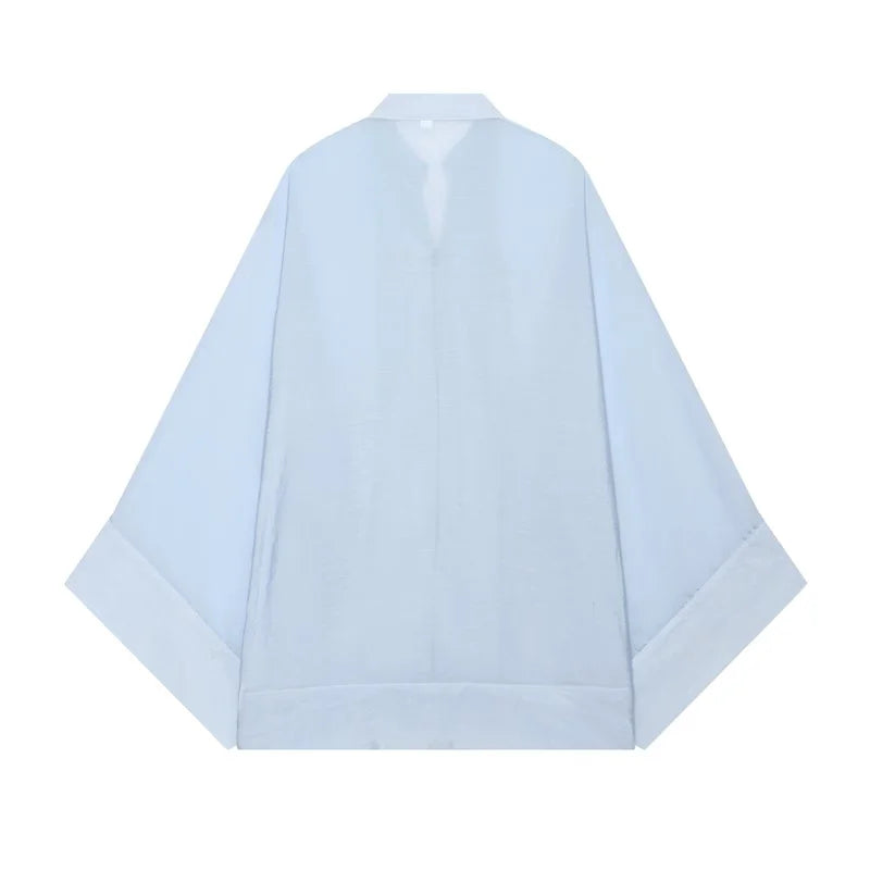 Women's Shirt 2026 New Fashion Summer Solid Color Oversize Rope Knot Detail Draped Shirt for Women Loose Chic Ladies Shirt Top