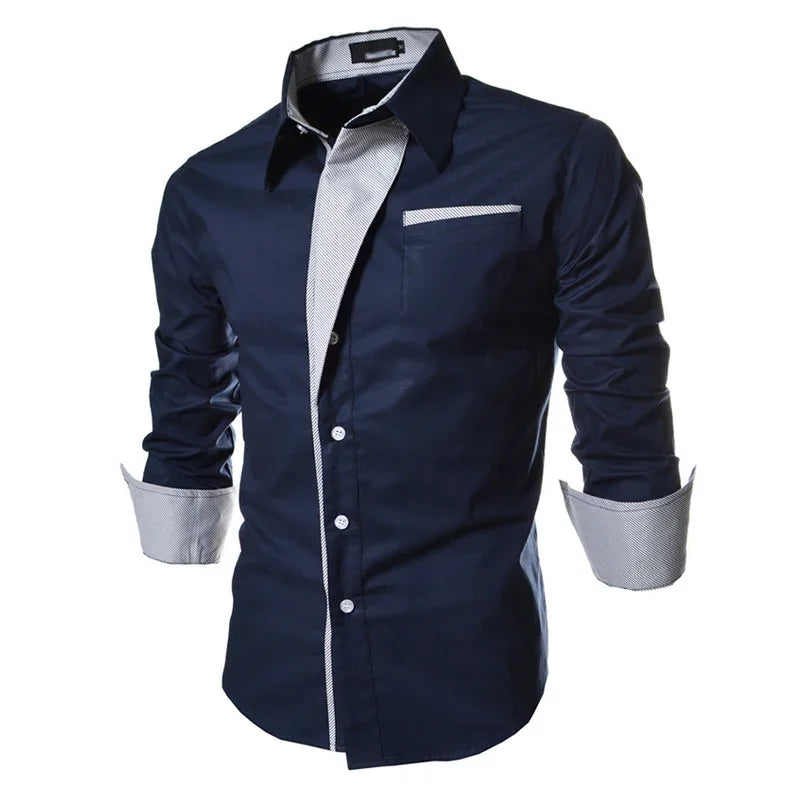 White Striped Shirts Mens 2025 Long Sleeved Business Slim Fit Male Shirt Black Social Clothes Camisa Masculina Vetement Homme