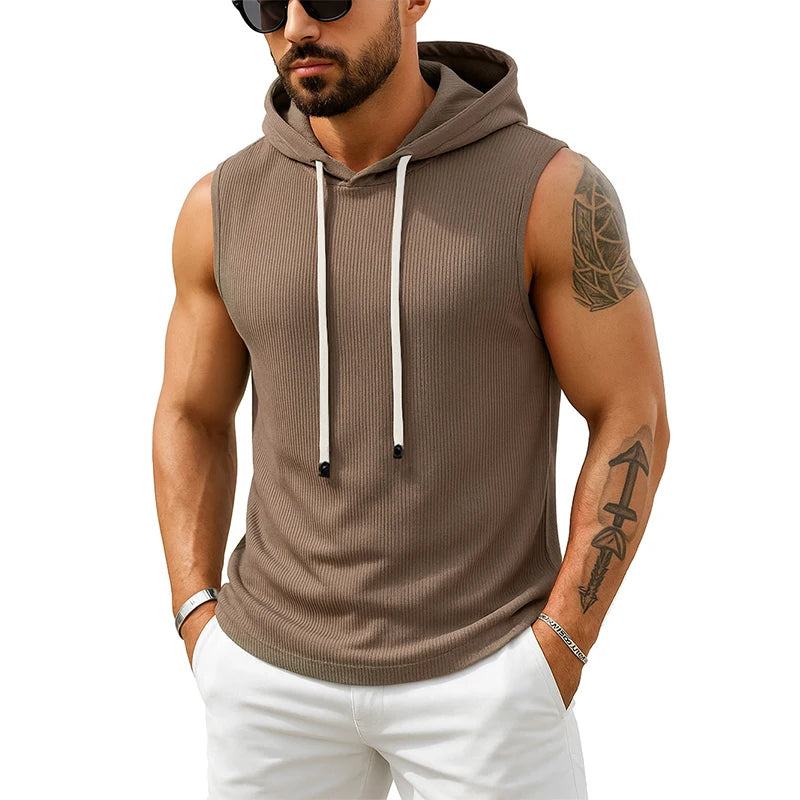 Men’s Hooded Tank Top – Sleeveless Muscle Fit Streetwear Tee