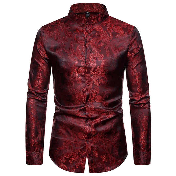 2025 New Men Fashion Medieval Floral Dress Shirts Stylish Long Sleeve Steampunk Shirt Men's Party Club Bar Social Shirt Male