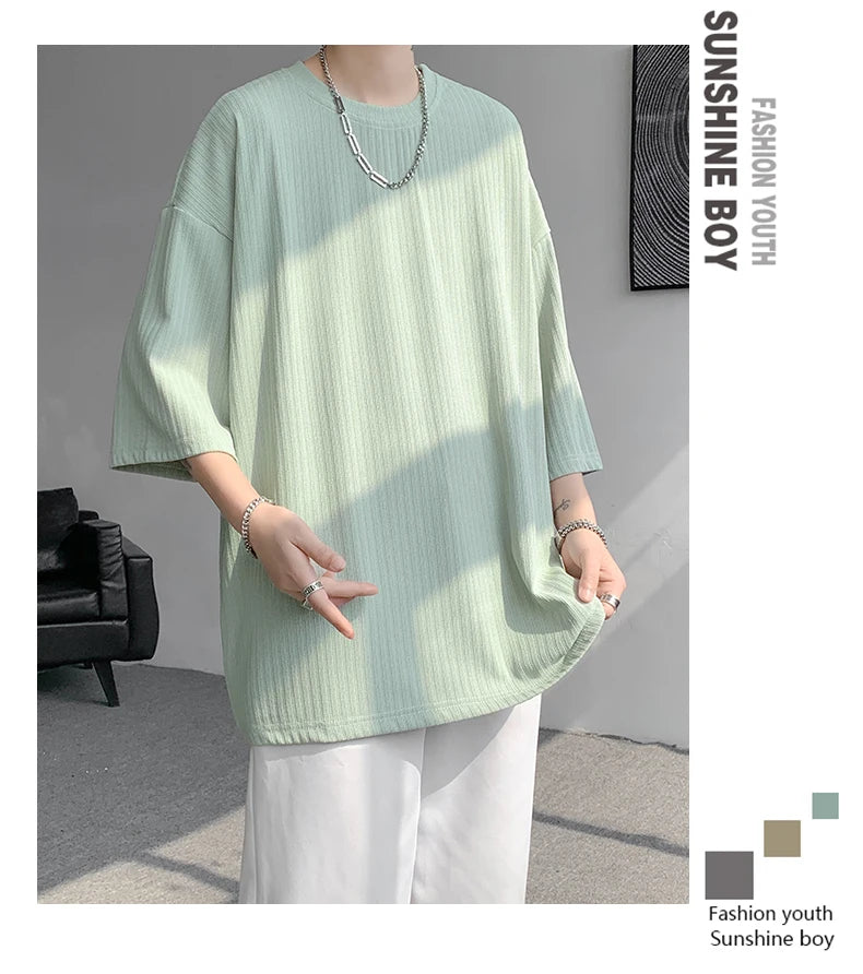 men t shirts Summer Men's White Cool T-shirts Women Oversized 5XL Korean Style Loose Striped T-shirt Casual T-Shirt Male