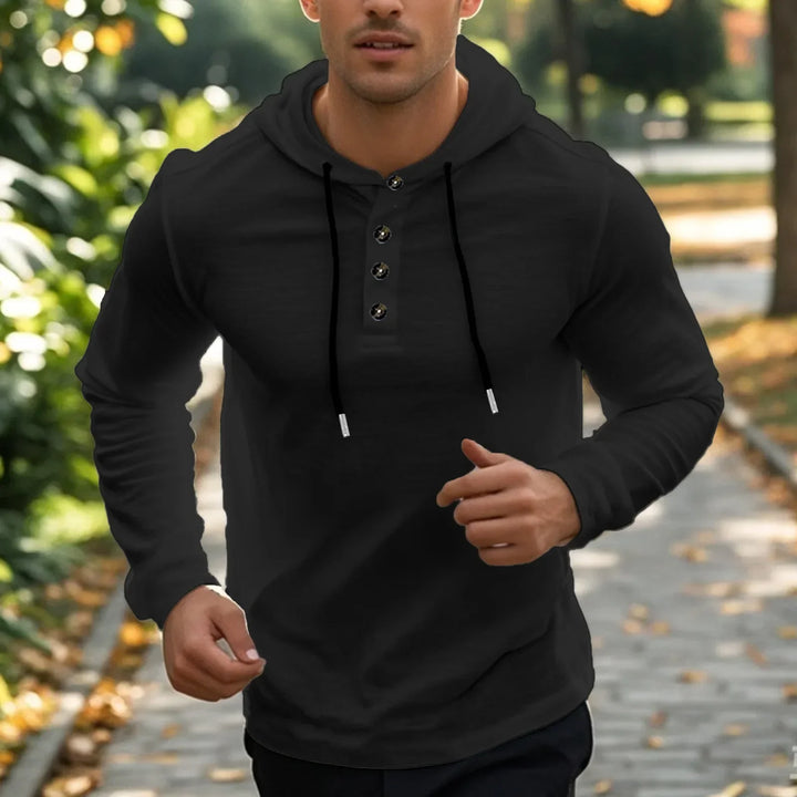 2026 New Men's  T-Shirts Spring Summer Hooded Cotton Linen Tops for Men Soft Loose Henley Shirt Casual Button Long Sleeve Shirts