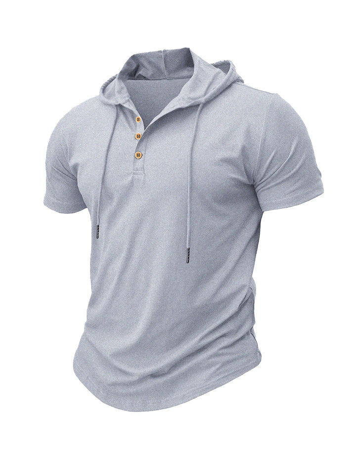 Men T Shirts  Summer Slim Fitness Hooded Short-Sleeved Bodybuilding Quick Dry Tshirt Male Gym Clothes Breathable Sports Tops