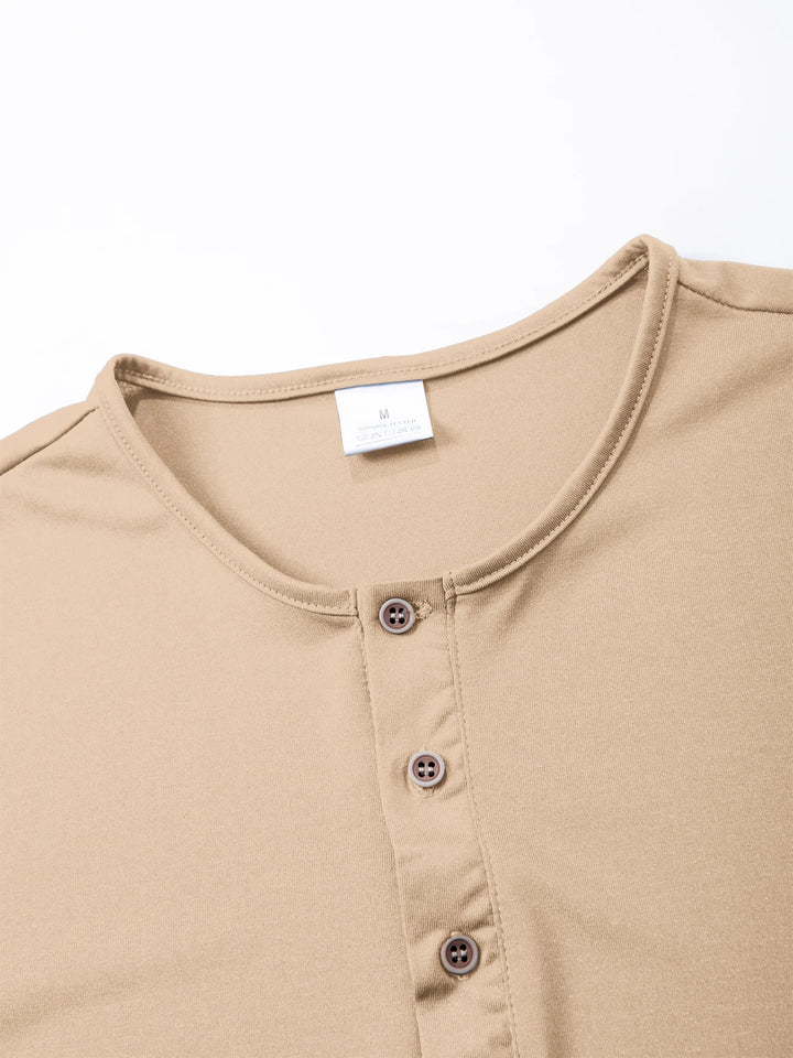 Summer Men Henley Collar T-shirts Button Slim Casual Male Solid Color Short Sleeve Men Sports T-shirt Polo shirt Tops