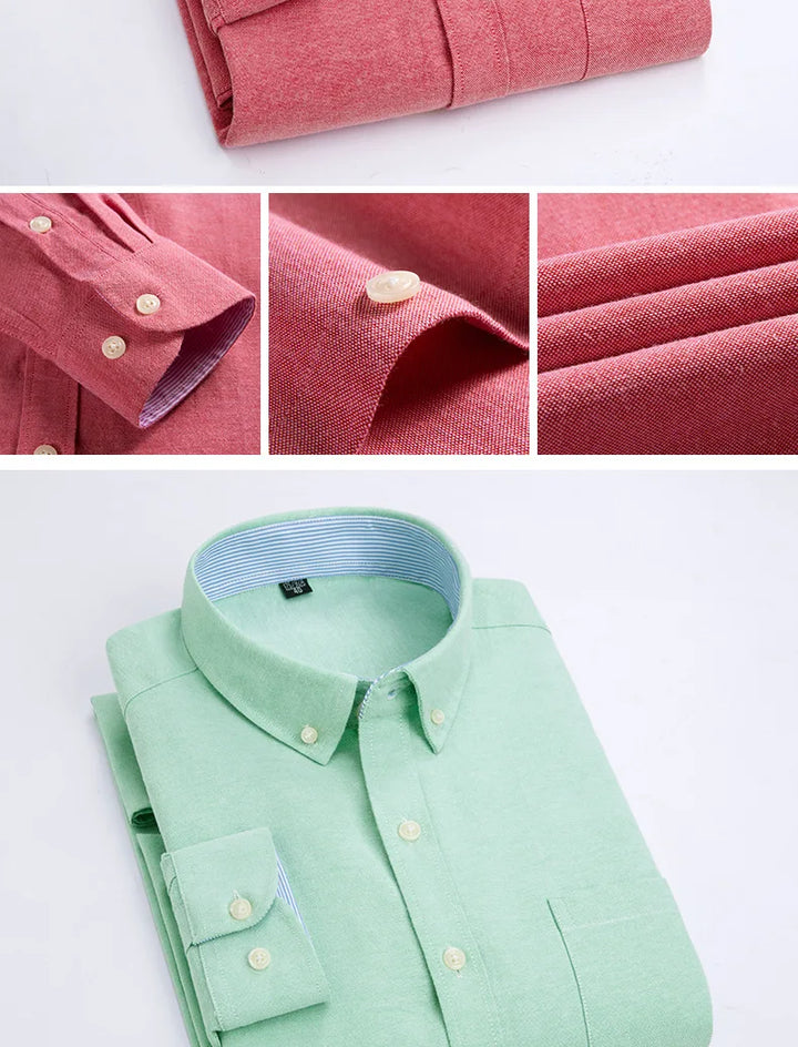 Men's Long Sleeve Shirt Non-Ironing Oxford Spinning Spring Summer Autumn Slim Casual Comfortable All Fashion Fast Color Shirt
