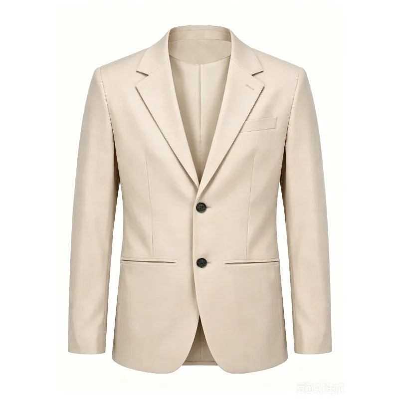 KIDWHXR Man Blazer Korean Slim Simple Solid Color Turn Down Collar Male Suit Outerwear Business Casual Long Sleeeve Men Coat
