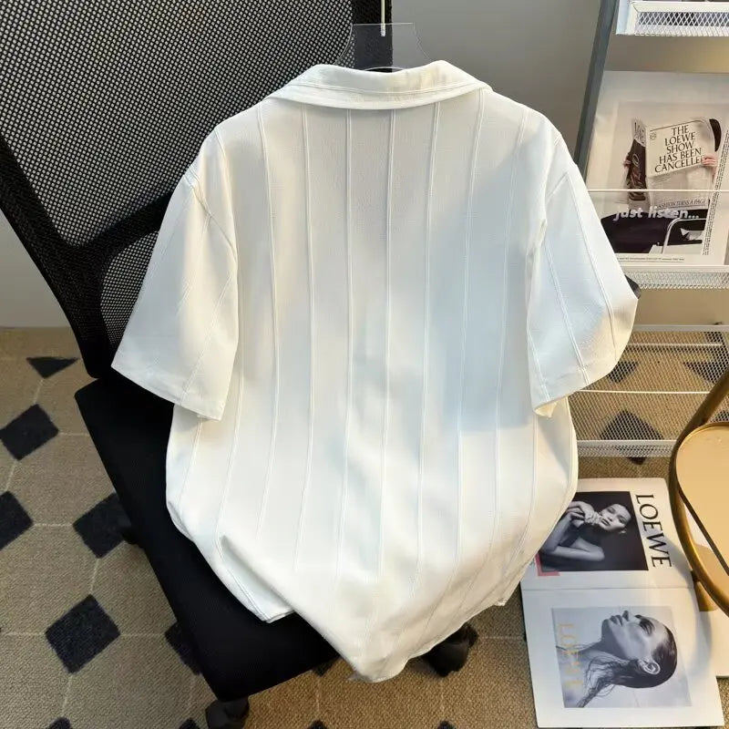 Shirt Men's Short-sleeved White Summer Trend Fashion Trend New Temperament