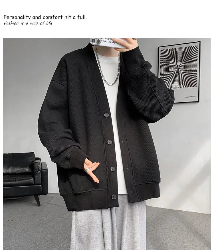 Plus Size Men’s Sweatshirt M–8XL – Heavy Blend Single-Breasted Autumn Jacket