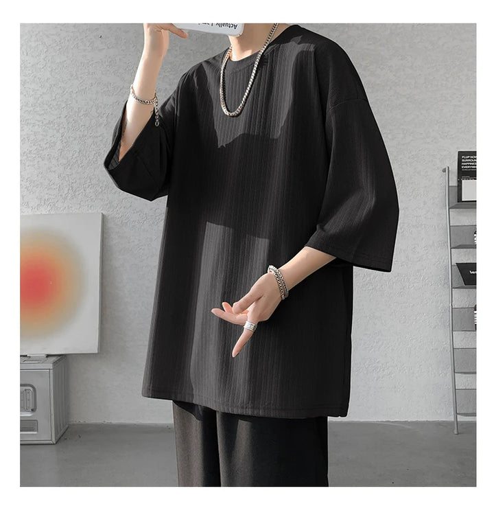 men t shirts Summer Men's White Cool T-shirts Women Oversized 5XL Korean Style Loose Striped T-shirt Casual T-Shirt Male