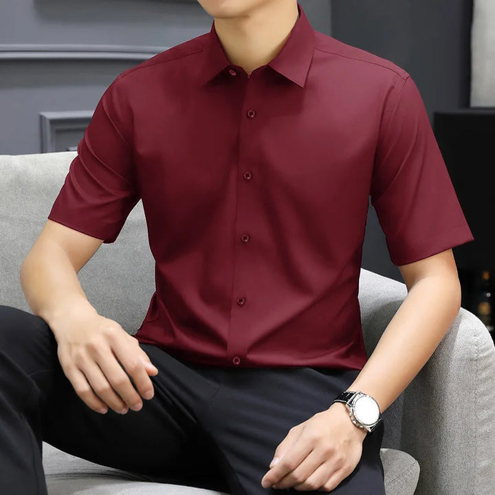 Men's Black Short Sleeve Dress Shirt Slim Fit Non-iron Formal Business Button Down Shirt for Office