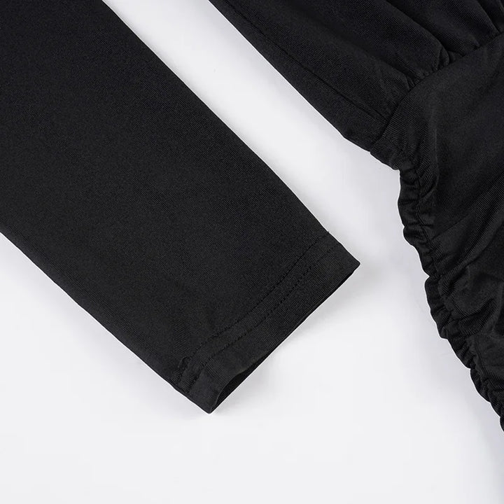 Solid Black T Shirts For Women Elegant Clothes Turtleneck Camisetas Lady Tops Long Sleeve Ropa De Mujer Shirring Feminist Shirt