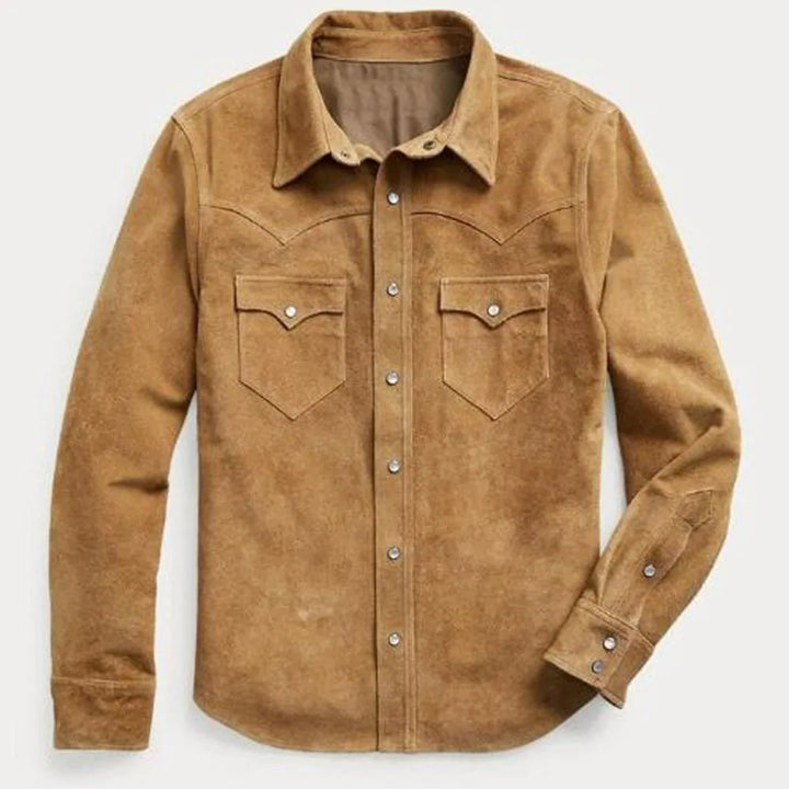 Men’s Single-Breasted Suede Blazer – Trendy Motorcycle-Style Lapel Suit 2023