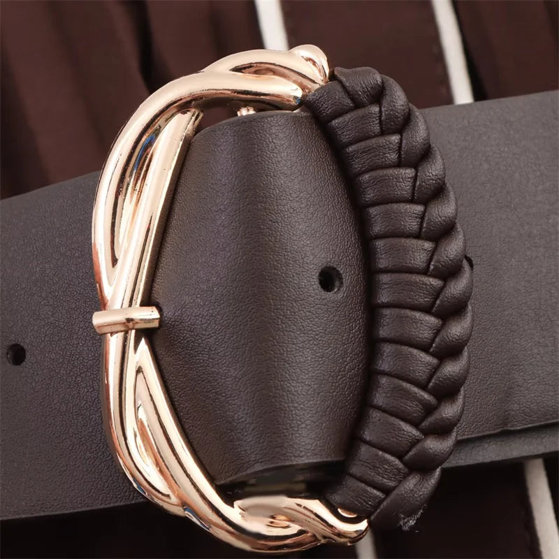 Women’s Fall 2025 Russet Pleated Midi Dress with Belt