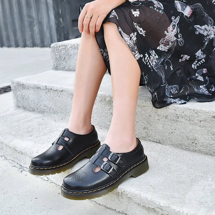 Women’s British Style Mary Janes – Leather Low-Top Casual Shoes