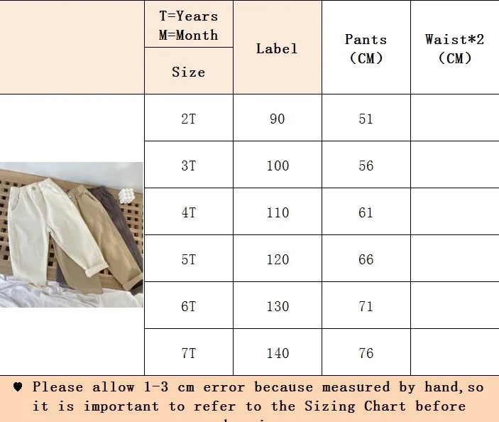 Korean Style Kids Pants - Autumn Spring Slacks for Boys & Girls, Foreign Fashion Trousers Winter Clothes for Girls