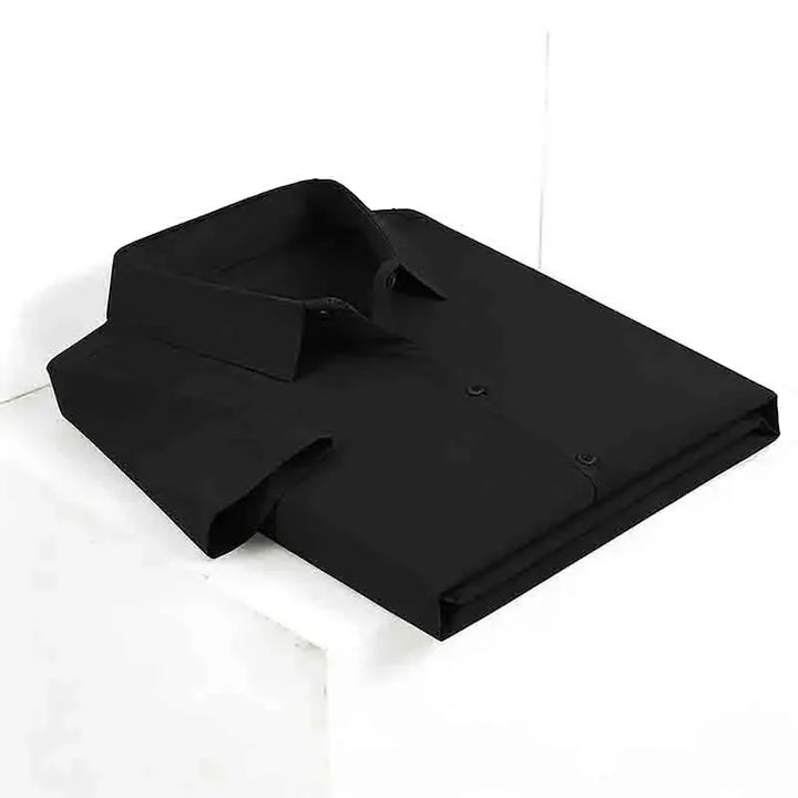 Men's Black Short Sleeve Dress Shirt Slim Fit Non-iron Formal Business Button Down Shirt for Office