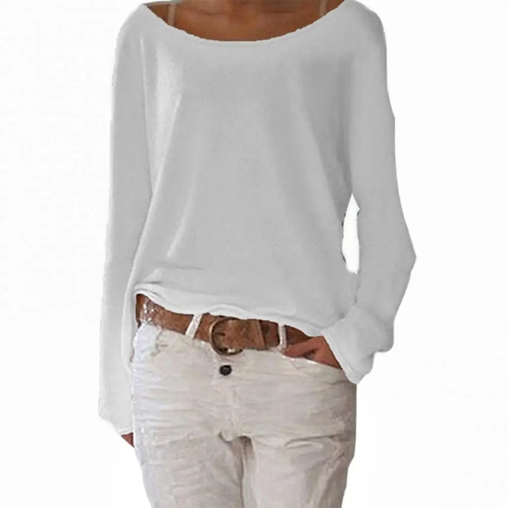 Women Knitted Tunic Tops Summer Thin Long Sleeve O-neck Basic Tee Shirt Korean Female Solid Color T-shirt Bottoming Top S-3XL