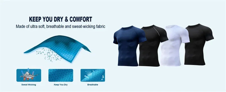 Graphic Compression Shirts for Men Athletic Quick Dry Rash Guard Stretchy Baselayers Undershirts Gym Workout Running Tshirt Tops